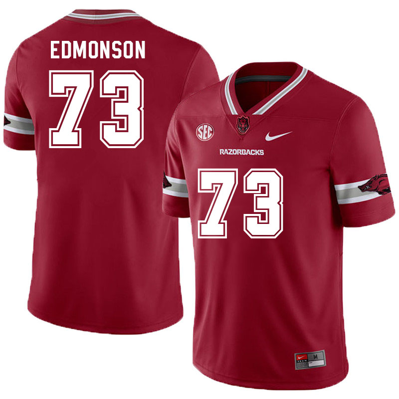 Men #73 Brooks Edmonson Arkansas Razorback College Football Jerseys Stitched Sale-Alternate Cardinal - Click Image to Close